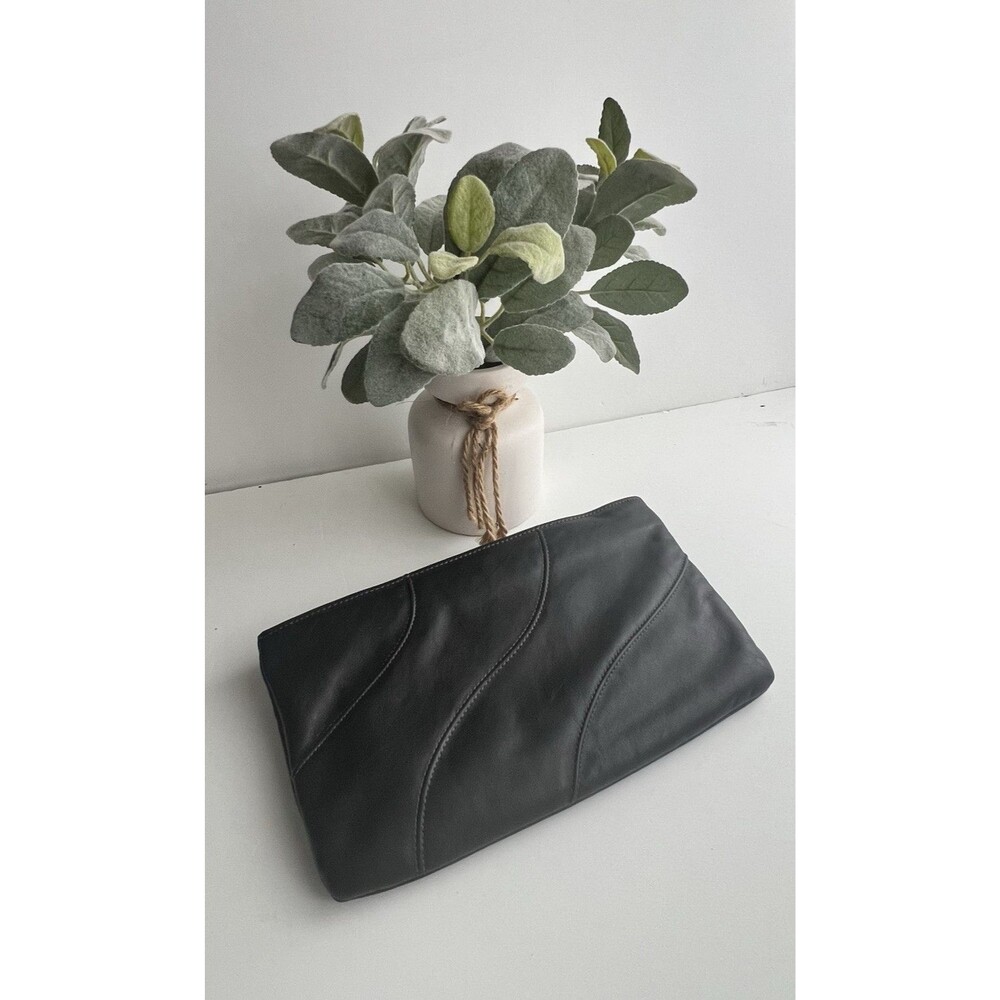 Evan Picone Black Zip Clutch with Gold Hardware, Lined, Inner Pockets